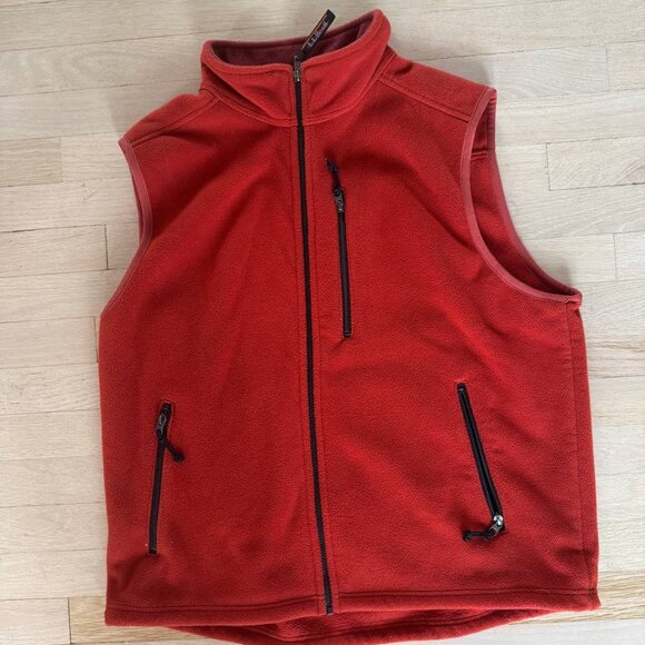 LL Bean Vest Mens Large Red Fleece Sleeveless Outdoors Coat Casual - Picture 1 of 6